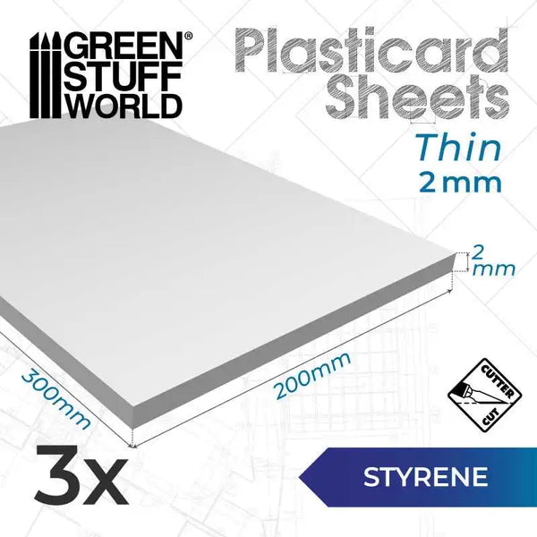 Styrene sheets 2 mm Pack x3 13226