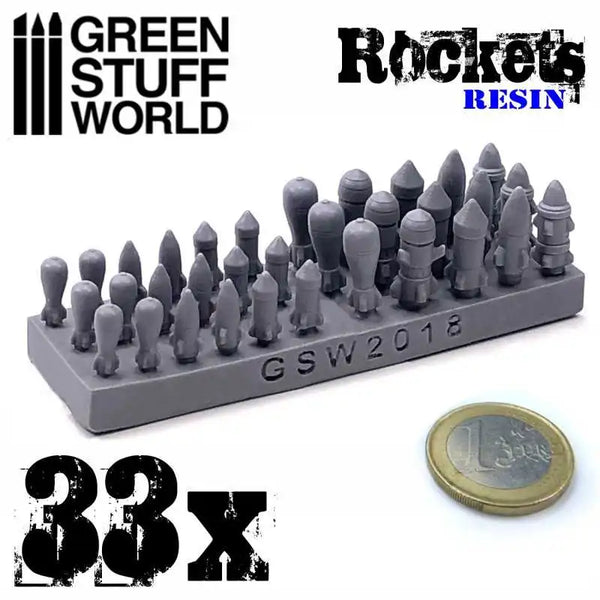 33x Resin Rockets and Missiles - Rakketten en Missiles 1693a