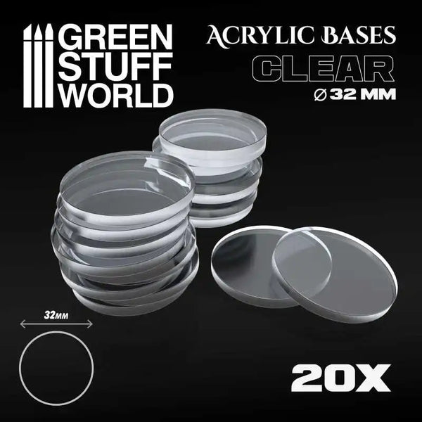 Acrylic Bases Round 32mm CLEAR 9293
